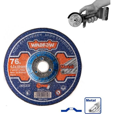 WADFOW Metall-Entgratungsscheibe 76 mm x 4 mm mit eingedrücktem Zentrum
