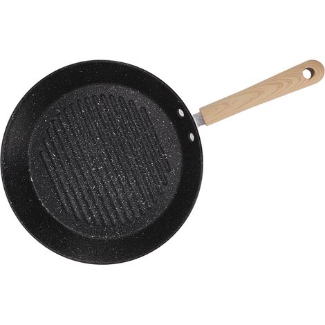 Poêle ronde universelle antiadhésive à fond plat en fonte, idéale pour la viande, les steaks, le poisson et le petit-déjeuner. (1/5)