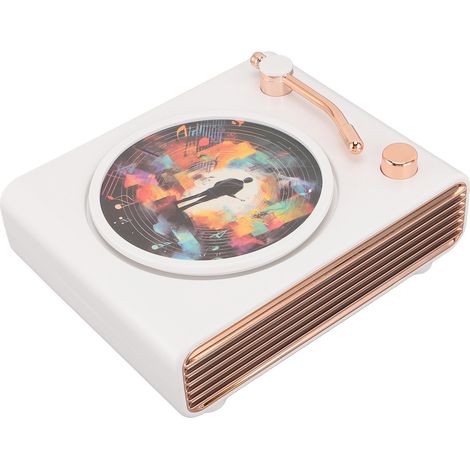 Platine vinyle Bluetooth, enceinte vintage Hi-Fi, son lumineux coloré, petite enceinte sans fil blanche (1/5)
