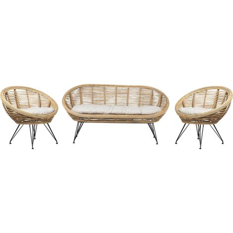 Garden Sofa Set 4 Seater MARATEA Rattan Natural (1/5)