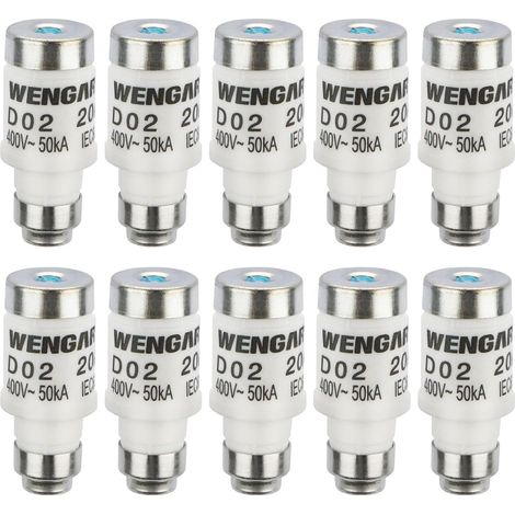 Lot de 10 Fusibles en Céramique D02 E18-20A Type gG - 400V AC / 250V DC - Haute Capacité de Rupture pour Protection de Tableau Électrique Domestique et Industriel (1/5)