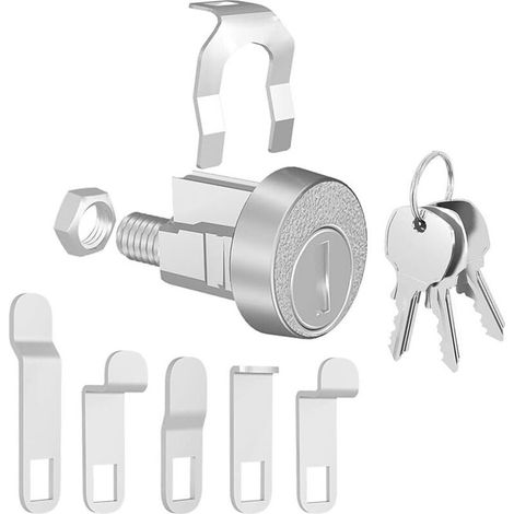 Replacement lock cylinder for mailbox L1172C with 3 unique keys, zinc alloy construction, includes 5 locking plates and nut, compatible with mailboxes (1/5)