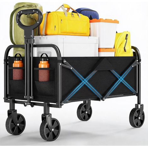 Faltbarer Campingwagen 220 l, geländegängiger Strandwagen, Gartenwagen mit 360°-Rädern und Bremsen, 172 kg Tragkraft, 600D Oxford-Gewebe, verstellbarer Griff, für Camping, Strand, Garten und Einkaufen (1/5)