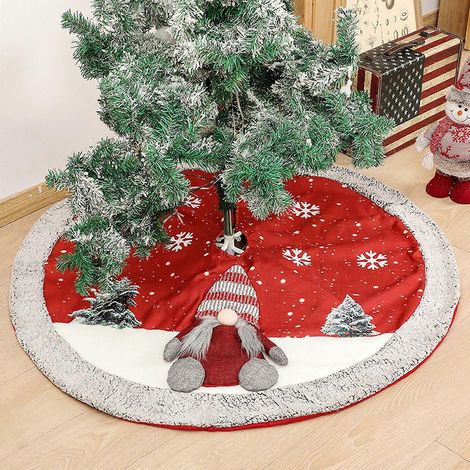 Jupe de sapin de Noël, tapis de sol gnome flocon de neige, décoration de fête d'anniversaire (1/4)