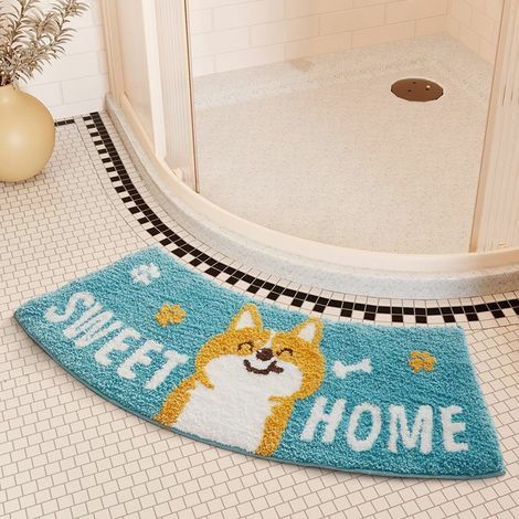Curved Bath Mat, Corner Shower Mat Non-Slip Bathroom Mat Curved Quadrant Bath Mat Ventilated Shower Mats, With Non-Slip Bottom, Absorbent, Washable, 40  75cm