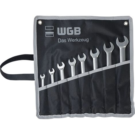 WGB Maulschlüssel-Satz mit Ringratsche 9235 RT/5 - 5-teilig gekröpft, Stopring, Rolltasche, Chrom-Vanadium Stahl (1/3)