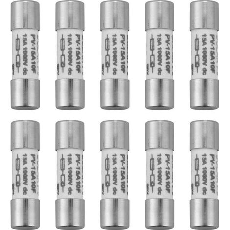 10 Pièces 1000 Fusible Solaire Pv Anti-Déflagrant Argent - 15A (1/4)