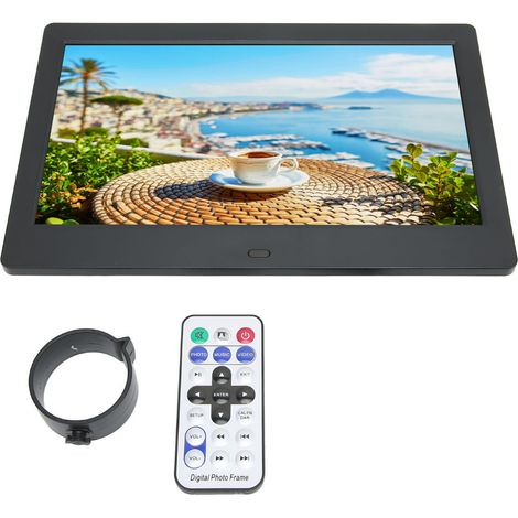 Cadre photo numérique HD 10,1 pouces, écran LCD 1024 x 600, cadre photo électronique intelligent avec télécommande, 110-240 V, noir, prise européenne (1/5)
