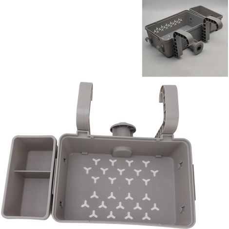 Cesta de almacenamiento para piscina – contenedor para piscina con portavasos – ABS – 31 x 21 x 11 cm – 2 cestas + 4 ganchos + tubo de conexión (1/5)