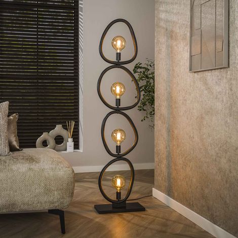 Stehlampe Orion 4-flammiges schwarzes Metall 165 cm