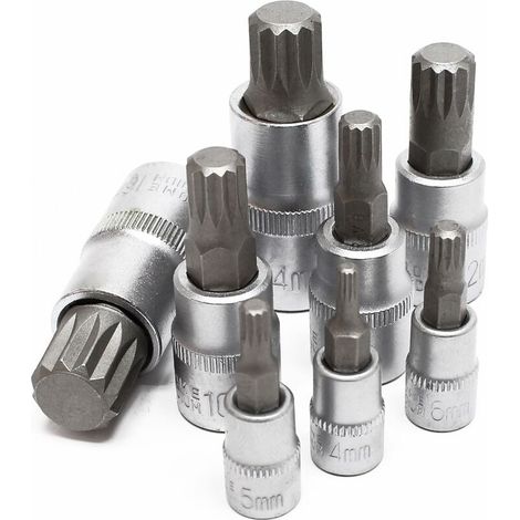 Jeu de douilles XZN Denture multiple 8 Pièces M4 - M16 (1/3)