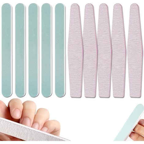 10 Pièces Set Lime à Ongle Feine Nagelfeilen pour Ongles Gel Naturels Polissoir Brillant File à Ongle Naturel Professionnel pour Manucure et Pédicure (1/5)