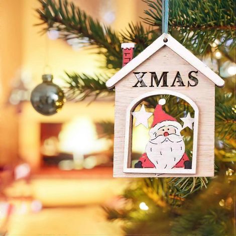 Weihnachtsdekoration, weihnachtliche Holztür, dekoratives Hängeschild, Weihnachts- und Neujahrsdekoration, festliche Dekoration (Weihnachtsmann) (1/5)