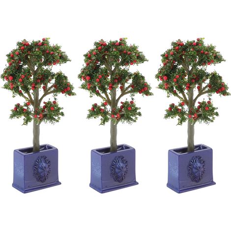 3 Pièces Mini Plantes Maison de Poupée Arbres Fruitiers Artificiels pour Décoration Échelle 1:12 (1/5)
