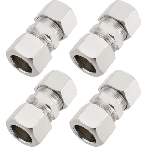 Lot de 4 Raccords à Compression en Cuivre de 12 Mm pour Tubes Droits Raccords à Compression pour Tuyaux Hydrauliques Tuyaux de Refroidissement Système de Carburant 12 X 38,5 Mm Argent (1/5)
