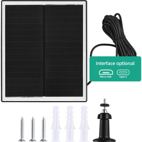 Panneau solaire 10W pour caméra de sécurité Chargeur de port Type-C de type C avec support IP65 IP65 IP65 / 9,84ft Cable 360 degrés