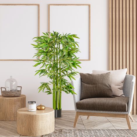 Künstlicher Bambus groß 160 cm Kunstpflanze, Kunstbambus, Plastik Künstliche Pflanzen im Topf, Fake Plant wie echt für Wohnzimmer Schlafzimmer Büro Garten Moderne Dekoration Geschenk