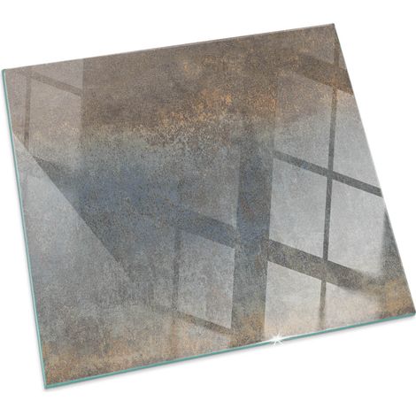 Plaque de sol en verre trempé sous cheminée protection parquet et plancher Motif texturé abstrait Carrée 50x50 cm