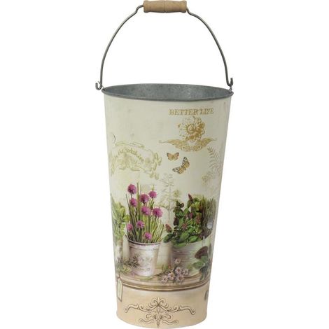 Copertura decorativa ovale Butterfly II - Zincata, motivo floreale, colore verde-beige (1/3)