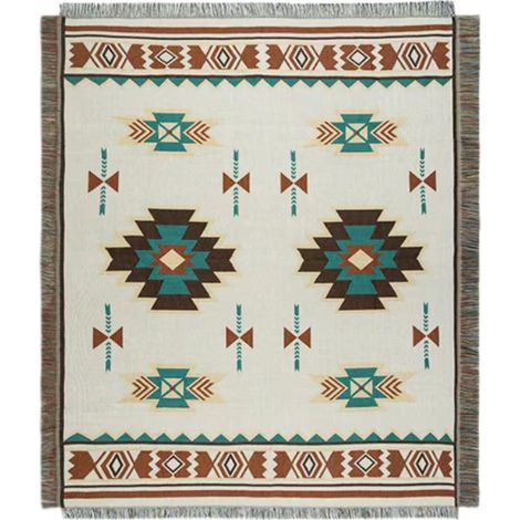 1 Couverture en coton et lin avec glands, style ethnique, pour lit, canapé, chaise ou camping, 90x90 cm (1/3)