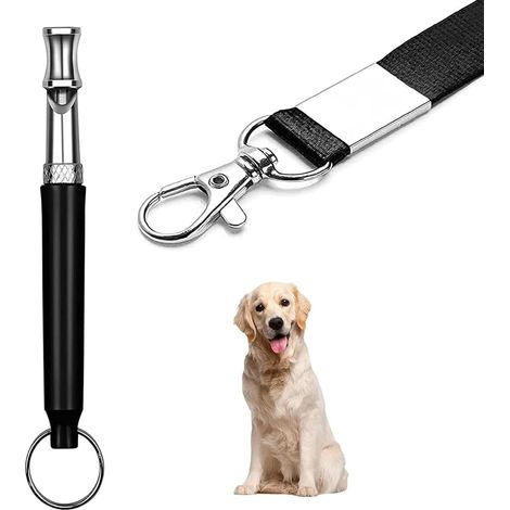 Sifflet pour chien, Sifflet à ultrasons haute fréquence silencieux, Fréquence réglable Sifflet d'entraînement pour chien, Convient à la plupart des races – Noir (1/5)