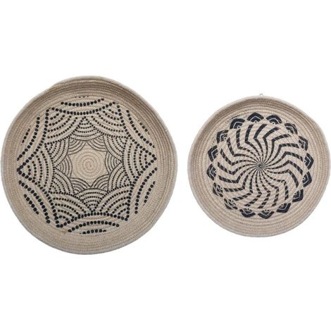 Lot de 2 Décorations Murales Jute "Panier" 48cm Naturel (1/5)