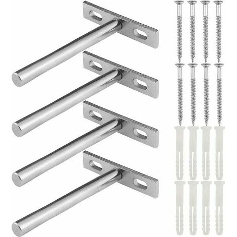 Supports invisibles pour étagères en T, lot de 4 pièces en métal pour la fixation invisible. (1/5)