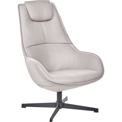 Swivel Armchair Light Grey Fabric Accent Swivel Base High-Back Ergonomic Lounge Chair HAUGE