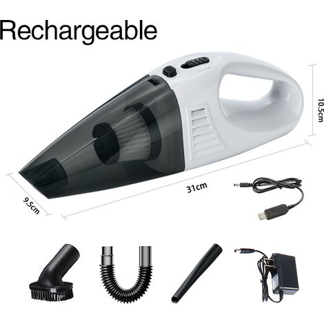 Aspirateur de voiture puissant 8000PA sans fil, nettoyeur portable main avec 2 filtres et brosse mini, léger pour auto, aspiration haute performance (1/5)