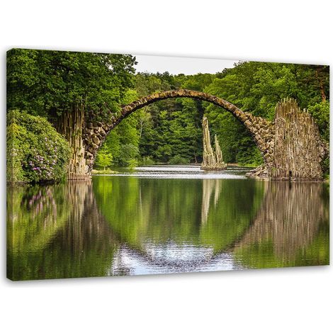 Tableau sur toile Pont en arc au-dessus du lac 60x40 (1/5)