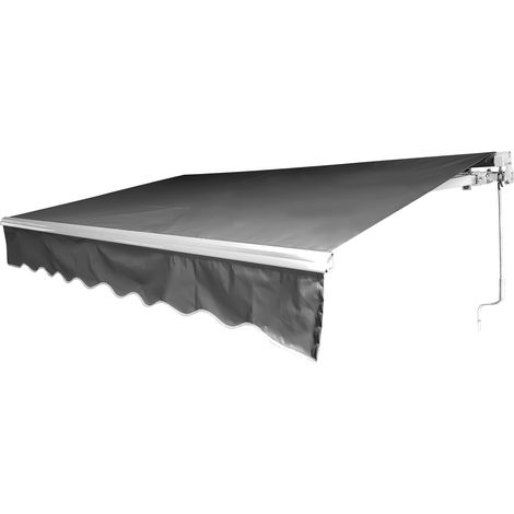 Hengda Tenda da sole manuale Tenda da sole per balconi articolata Protezione solare anti-UV Giardino Terrazza Grigio 300 x 250 cm (1/5)