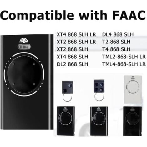 Un ensemble de deux télécommandes de porte de garage 868 MHz – émetteurs portatifs à 4 canaux – compatibles avec les modèles FAAC SLH 868 MHz. (1/3)
