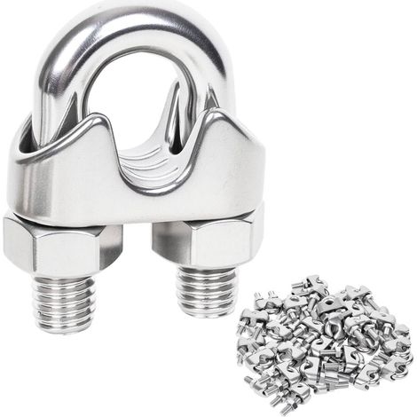 Pinces de Câble en M3 Serre-Câbles Étrier 10 pièces 2.2cm Acier Inoxydable Argent (1/5)