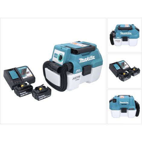 Makita DVC 750 LRF Akku Staubsauger LXT 18 V 67 mbar 7,5 l Brushless + 2x Akku 3,0 Ah + Ladegerät