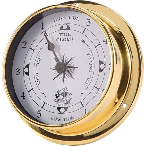 Enowelir Horloge de marée, horloge de marée marine en cuivre de 98 mm prévisions météorologiques une pièce Station météo (1/4)