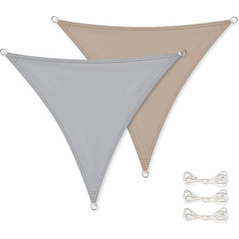 Voile d'ombrage triangulaire imperméable et anti UV 3 x 3 x 3 m Gris (1/4)