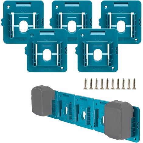 Lot de 5 Supports de Batterie pour for Makita 18 V pour BL1860 BL1850 BL1840 BL1830 (avec 10 vis, Pas de Batterie)
