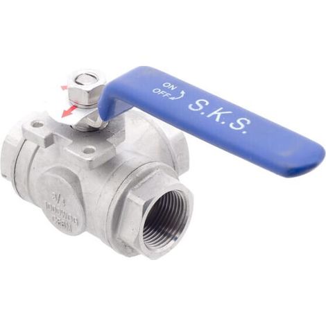 V谩lvula de esfera de 3 v铆as T 3/4" acero inoxidable UNIVERSAL BV3T34FSS (1/3)