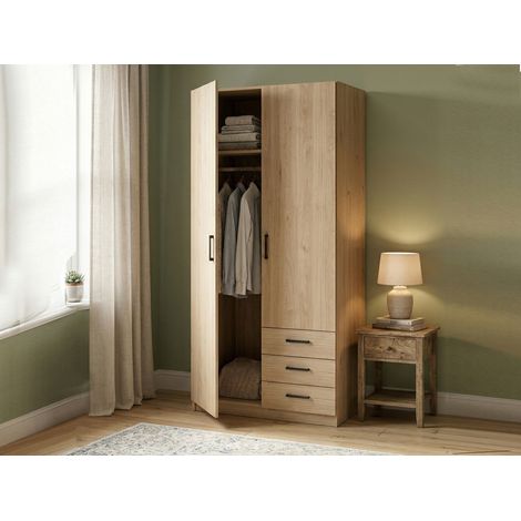 Dmora - Armario 2 puertas Sultani, Muebles de dormitorio, Vestidor, Armario de ropa, 99x50 h200 cm, Roble (1/5)