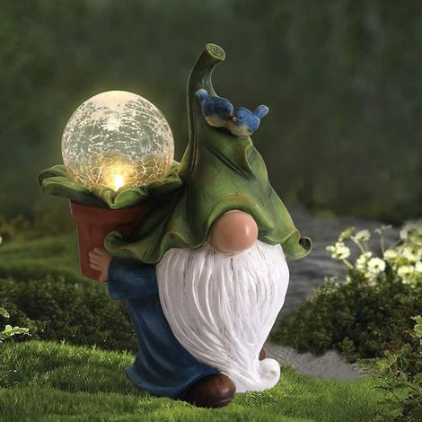 Nain de Jardin Coulée de Tournesol,121830cm Nain de Jardin Figurine de Jardin Lampe de Jardin LED Solaire en Résine Synthétique Décoration de Jardin Étanche pour Fée Jardin (1/4)