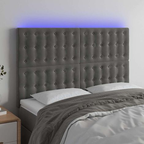 vidaXL Cabecero con luces LED terciopelo gris oscuro 144x5x118/128 cm (1/5)