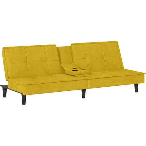 Canapé-lit,Canapé convertible avec porte-gobelets jaune velours CFW52459 (1/5)