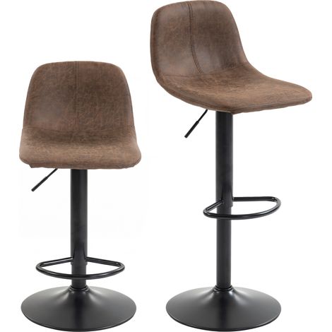 HOMCOM Bar Stools Set of 2, Modern Swivel Barstools for Dining Room, Brown