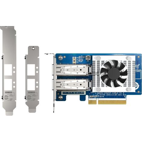 Adaptador y tarjeta de red interna de fibra óptica QNAP QXG-25G2SF-CX6 de 25 000 Mbit/s (1/4)