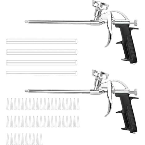 Lot de 3 pistolets à mousse PU : PRITOK - Pistolet à mousse de construction en métal - Pistolet de dosage professionnel avec poignée ergonomique en plastique pour bricoleurs et professionnels - Pour (1/5)