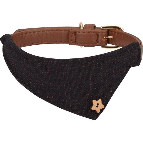 Collier bandana en cuir pour chien, écharpe à carreaux mignonne pour chat, chaton, chiot et petits animaux de compagnie avec ajustable (1/5)