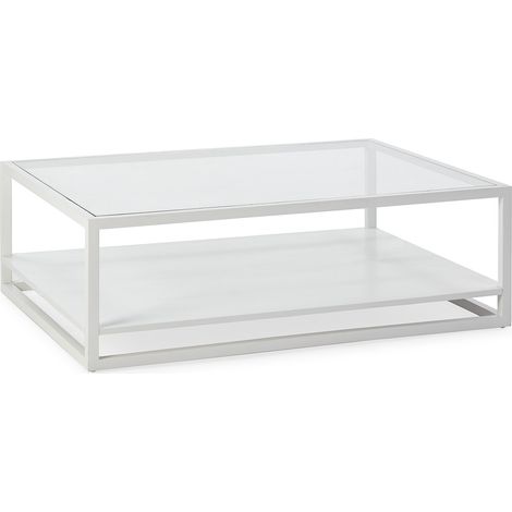 Couchtisch 120x90x40 Glas / Holz weiße Möbel / Bassentische für alle Stile, um zu Hause eine Note zu verleihen (1/2)
