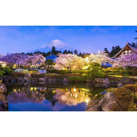 Tableau paysage mt fuji et temples au printemps - 80x50 cm (1/5)