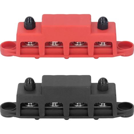 Distribution Block 48V 250A M8 Omnibus Bar 4 Terminals Brass Red Black for Car Camping Boat Electrical Accessory (1/5)