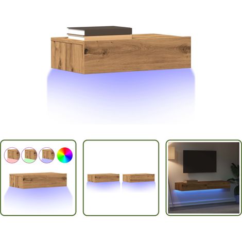 LED-Leuchten - TV-Schränke mit LED-Leuchten 2 Stk. Artisan-Eiche 60x35x15,5 cm (1/5)